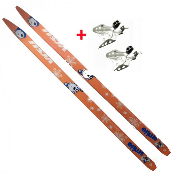 Set (children's skis VISU 120cm step + 75 mm bindings)