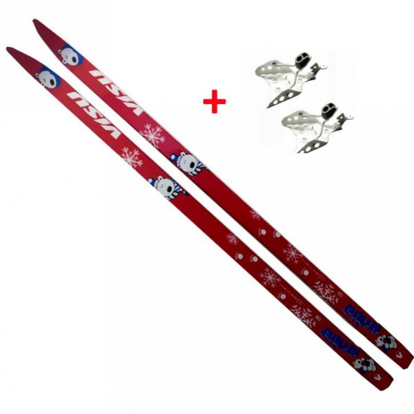 Set (children's skis VISU 130cm step + 75 mm bindings)